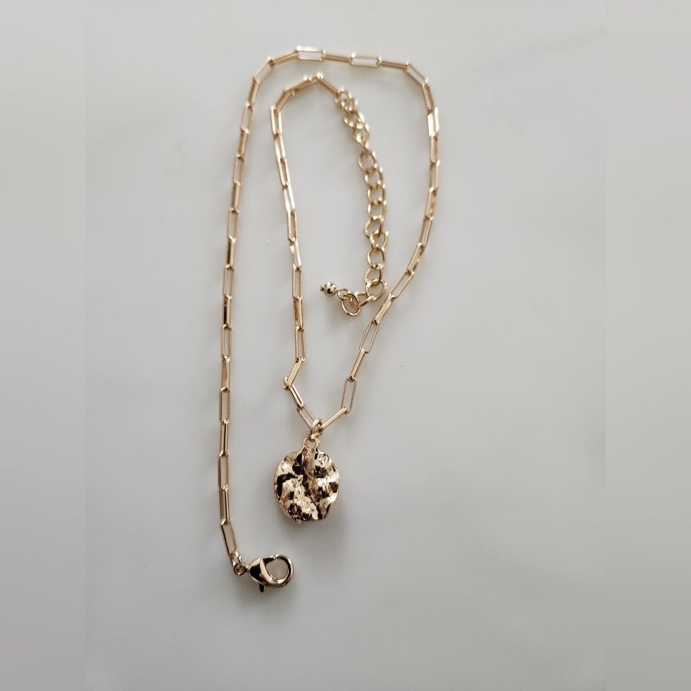Gold Tone Necklace with Circle Pendant